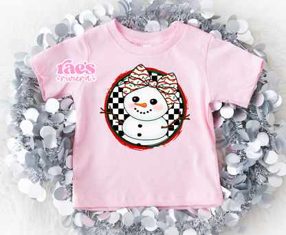 Checkered Snowman Youth Tee
