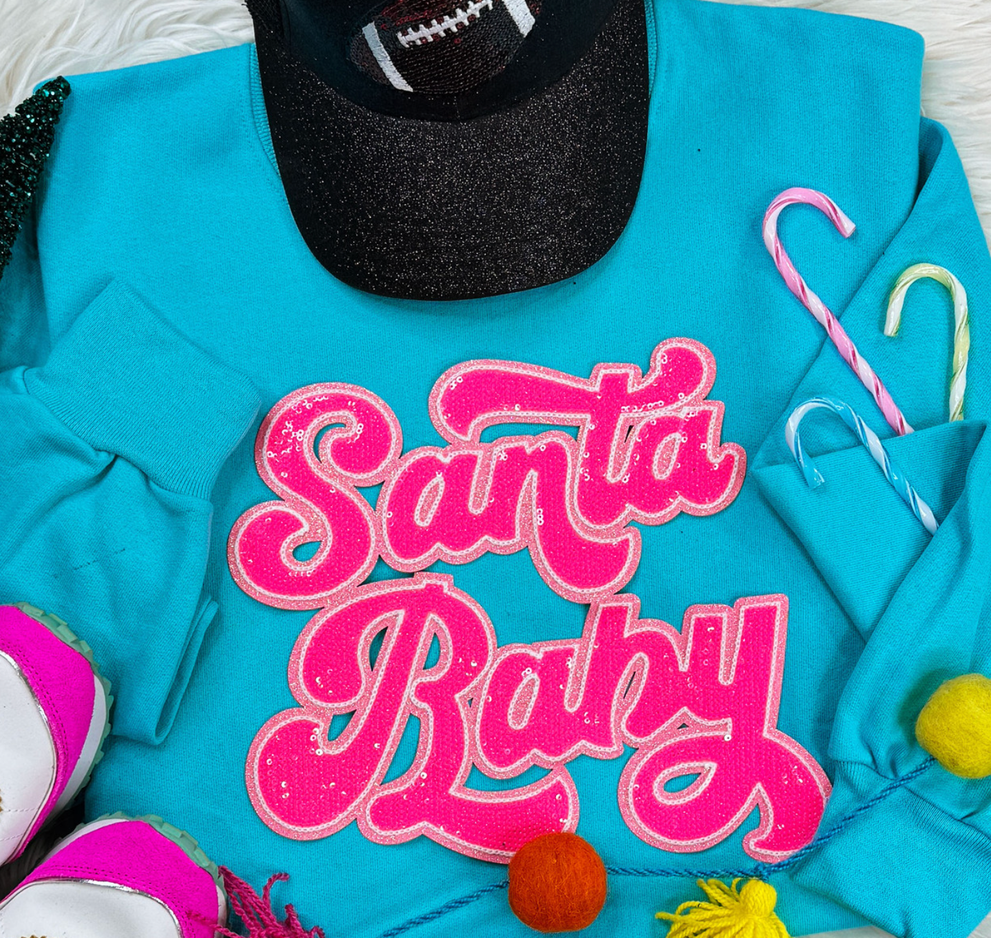 Santa Baby Pink Sequins LS/Sweatshirt