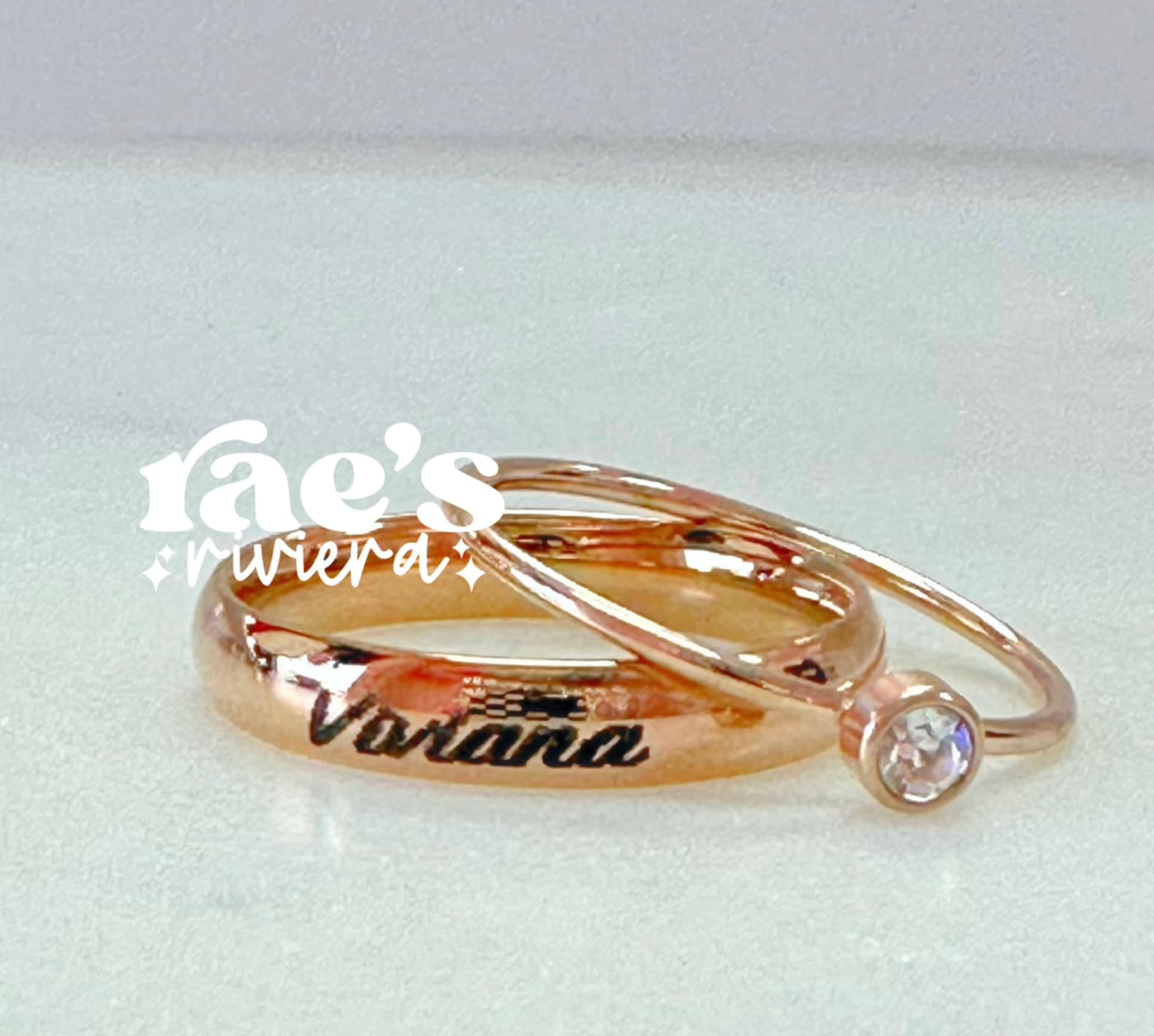 Rose Gold Stackable Name Ring