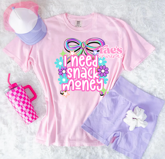 Pink Day I Need Snack Money Kids Tee
