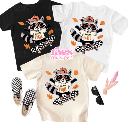 Skater Raccoon Fall Tee