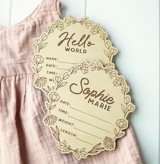 Wildflower Engraved Birth Stat Signs