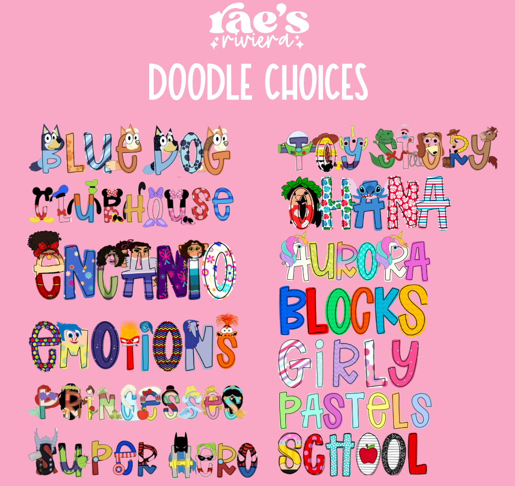 Doodle Name UV DTF Stickers