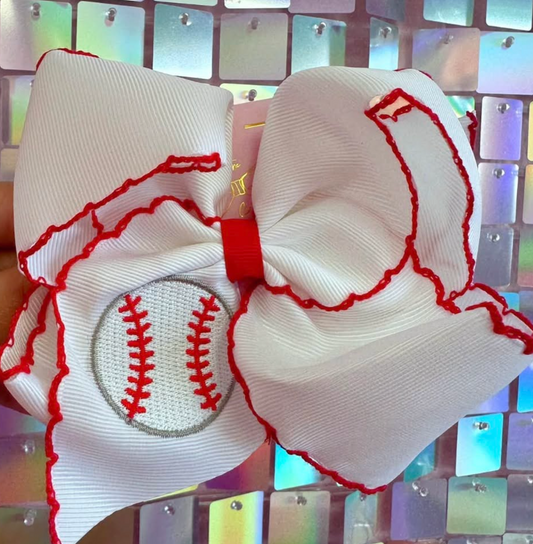 Baseball Ribbon Bow
