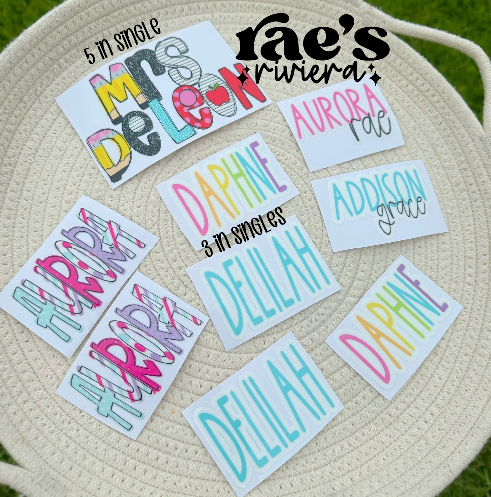 UV DTF Name Stickers