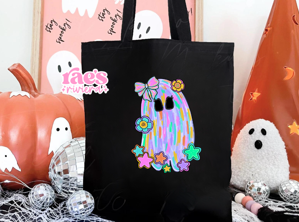 Pastel Flower Ghost Treat Bag