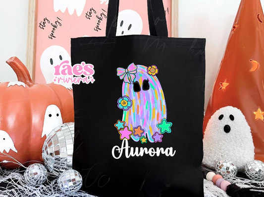 Pastel Flower Ghost Treat Bag