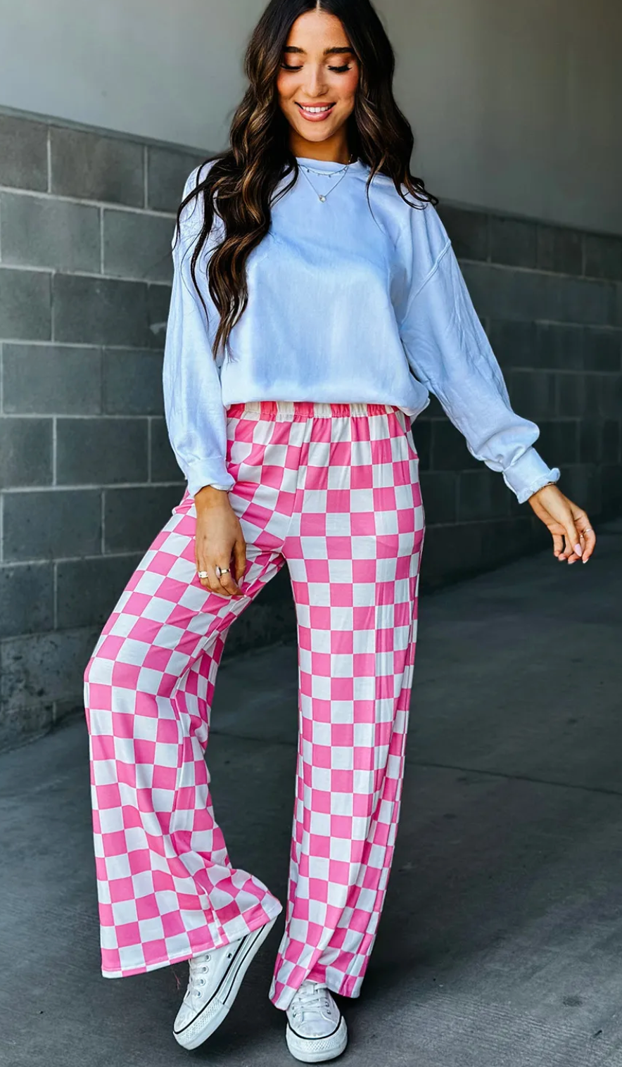 Viral Checkered Wide Leg Pants