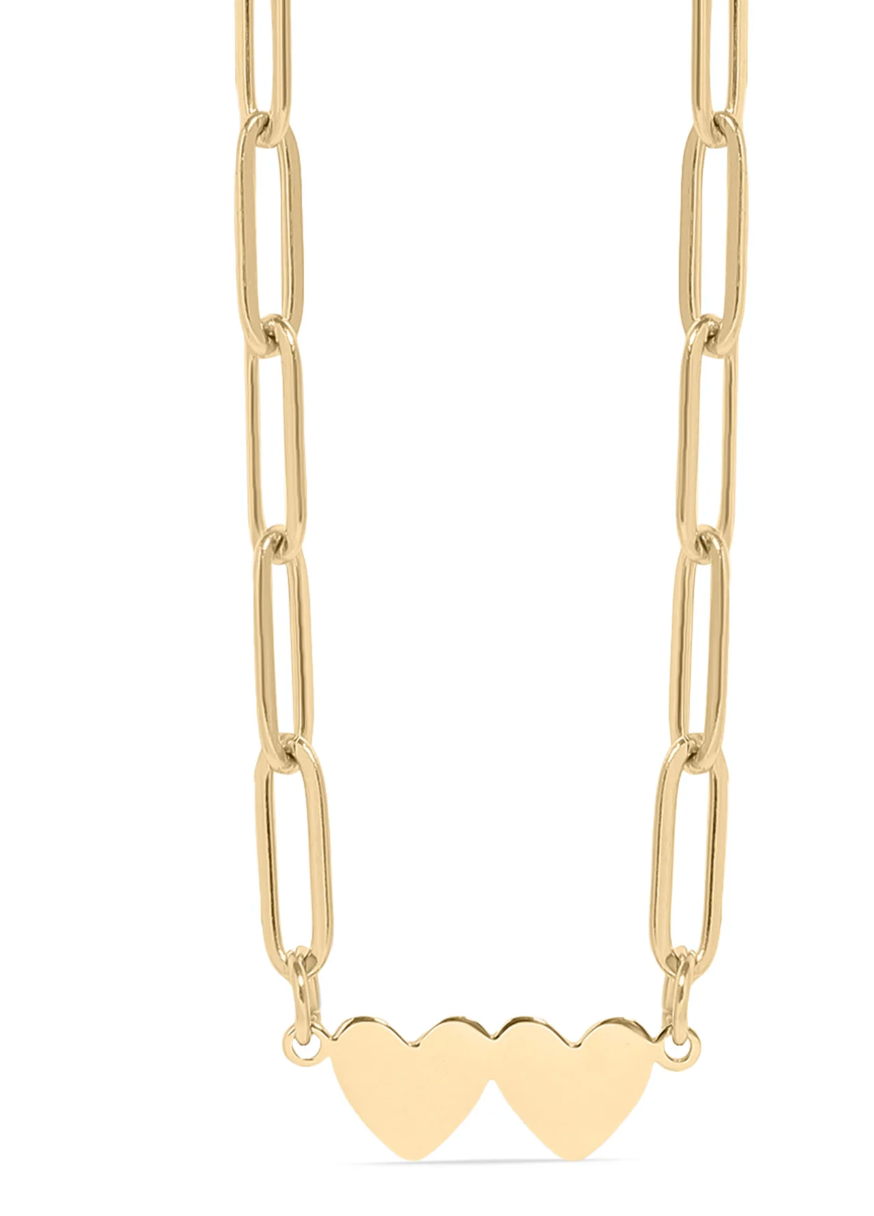 Paperclip Double Heart Necklace