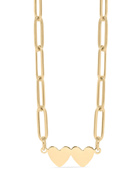 Paperclip Double Heart Necklace