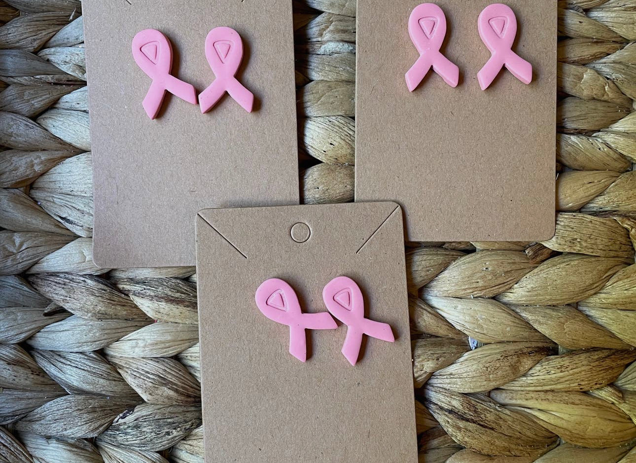 Breast Cancer Awareness Ribbon Clay Earrings