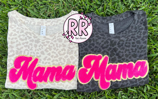 Leopard Pink Mama Patch Tees