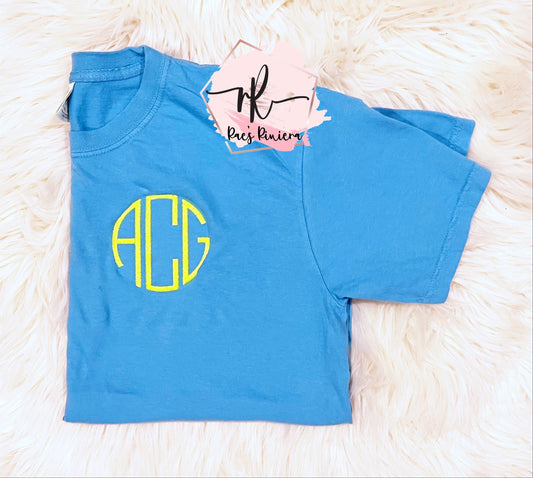 Monogrammed Comfort Colors Embroidery Tee